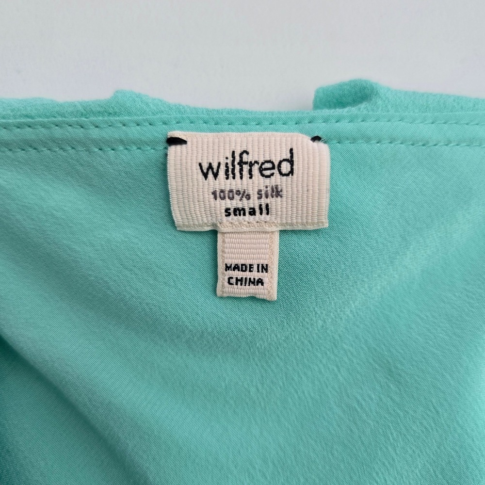 Wilfred Women's Aquamarine 100% Silk Ruffle Mini Slip Spaghetti Straps Dress S - Picture 6 of 11